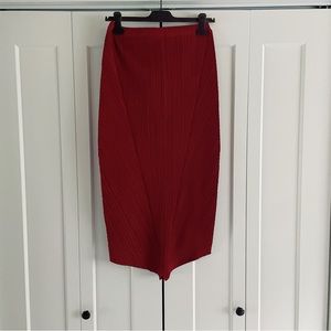 Pleats Please Issey Miyake Red Skirt